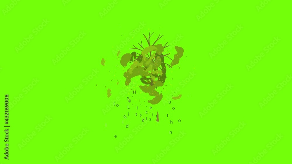 Poster honey locust icon animation cartoon object on green screen background
