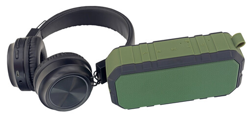 mini bluetooth loudspeaker and wireless headphones