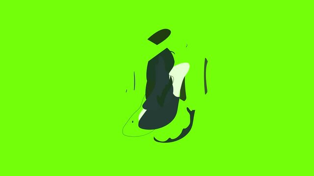 Pair of boot icon animation cartoon object on green screen background