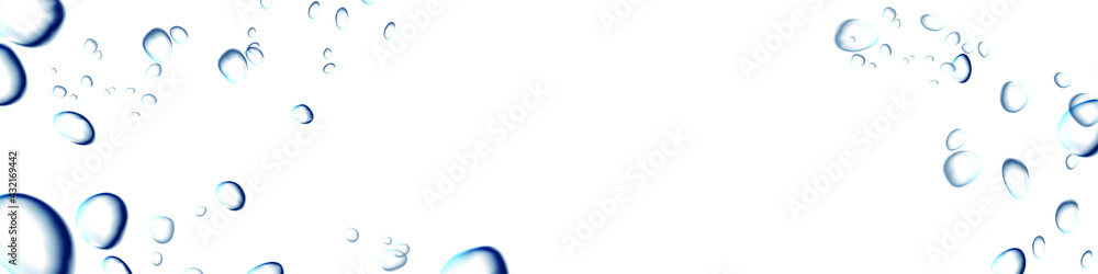 Poster Abstract background with realistic bubbles and free space for text. Horizontal banner, backdrop Vector illustration EPS 10