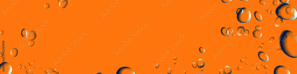Poster abstract background with realistic bubbles and free space for text. horizontal banner, backdrop vect