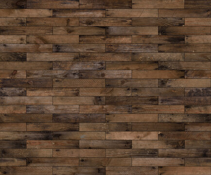 Seamless wood texture, parquet pattern, old planks with rusty nails. Naturally weathered hardwood vintage wooden floor background, sharp and highly detailed.