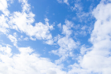 Naklejka na ściany i meble Clear blue color sky with white cloud background
