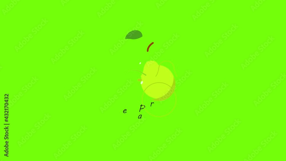 Poster Pear icon animation cartoon object on green screen background