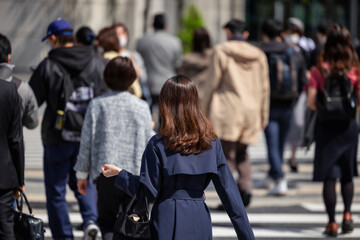 Fototapeta premium 朝の通勤をする歩く女性の後ろ姿