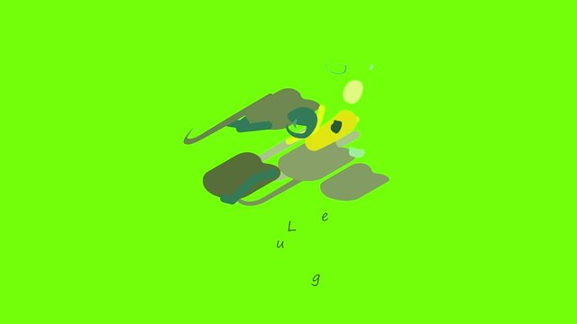Luge sport icon animation cartoon object on green screen background