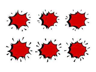 Set of explosion speech bubbles with fragments for a surprising and shocking moment