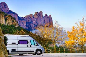 Caravan in Montserrat mountain range, Spain.