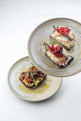 delicious breakfast on a plate on a white background