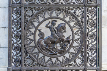 July 2020. London. Marble Arch gate detail, London, England United Kingdom Europe