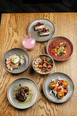 several plates on the table