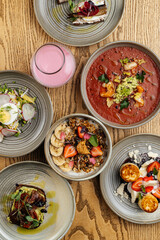 several plates on the table