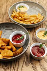 several plates on the table