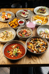 several plates on the table