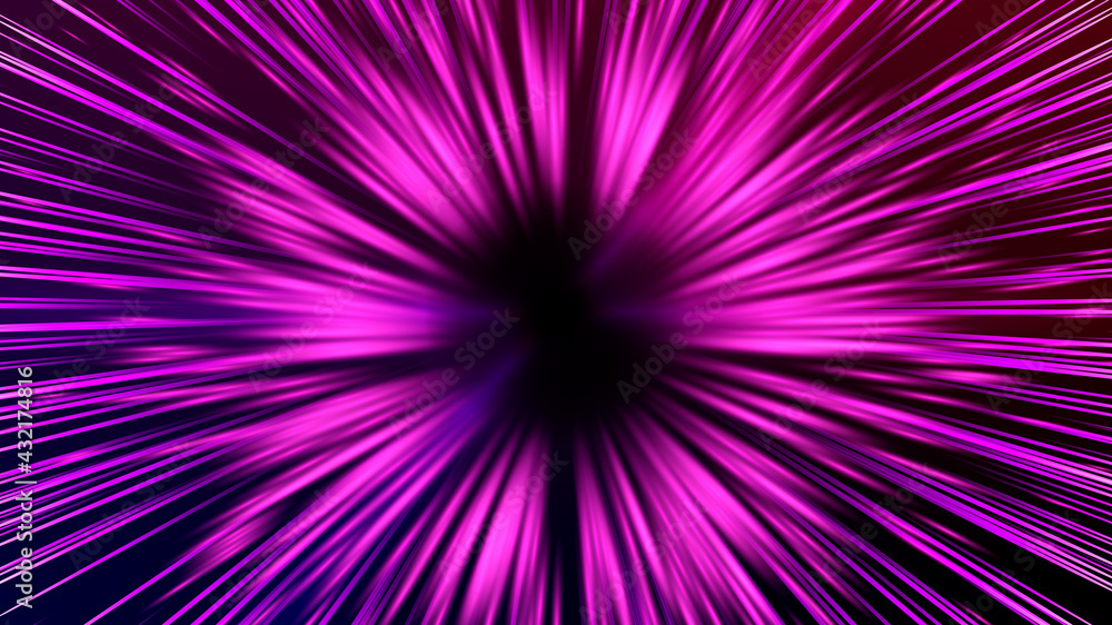 Wall mural vector illustration of faster than light (ftl) interstellar or intergalactic travel. speed of light 