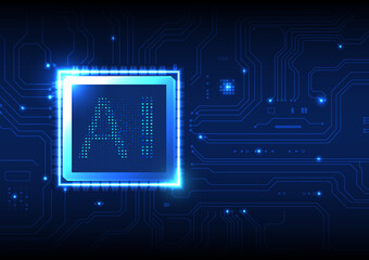 Blue circuit board background modern AI system