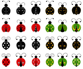 Isolated colorful ladybugs illustrations vectors