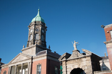 Dublin castle hall in the evening. Popular landmark in the capital of Ireland