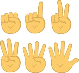 Vector illustration of hands counting to number five