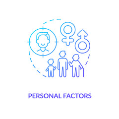 Personal factors concept icon. Purchase decision factor idea thin line illustration. Characteristic personality traits. Social and economic status. Vector isolated outline RGB color drawing