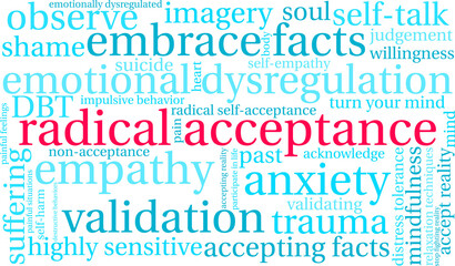 Radical Acceptance Word Cloud on a white background. 