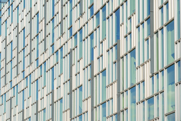 July 2020. London. windows and architectural detail in Greenwich peninsula,London, England