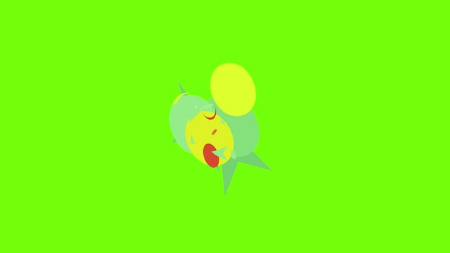 Round spike shiled icon animation cartoon object on green screen background