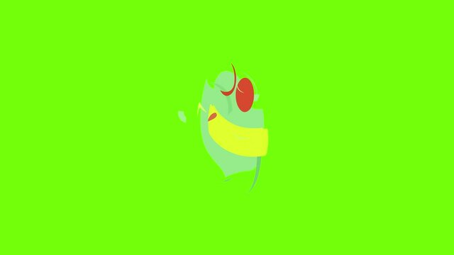 Red ruby shiled icon animation cartoon object on green screen background