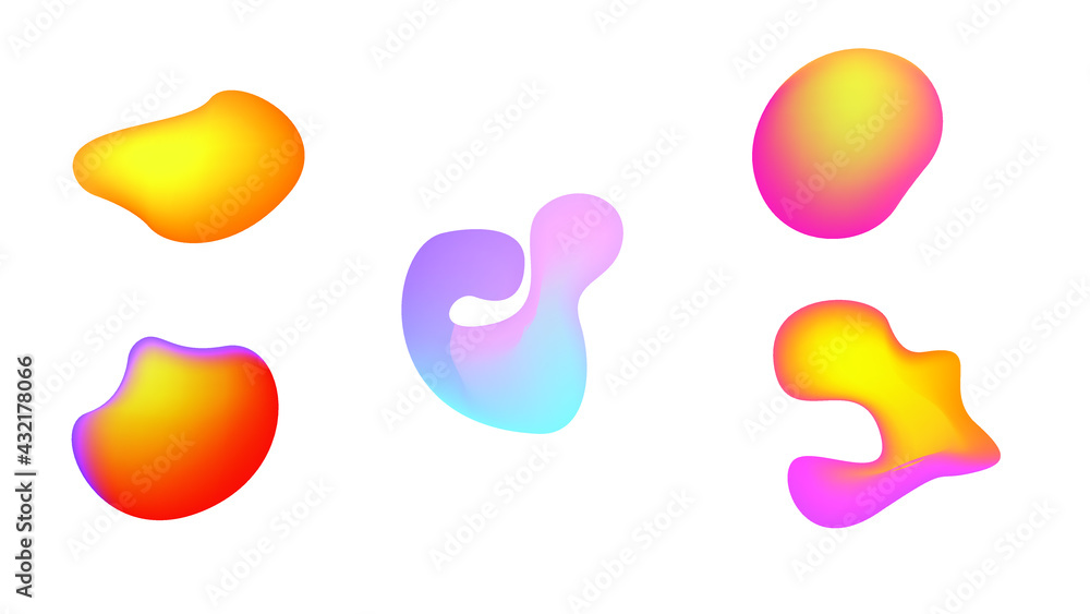 Poster abstract set liquid color collection geometric shapes fluid gradient dynamic elements banner logo ve
