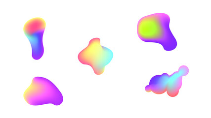 Abstract Set Liquid Color Collection Geometric Shapes Fluid Gradient Dynamic Elements Banner Logo Vector Desgin Style Trendy