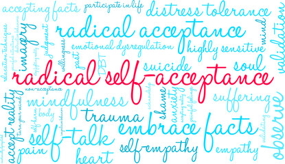 Radical Self-Acceptance Word Cloud on a white background. 