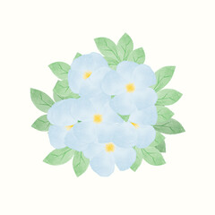 Fototapeta na wymiar Artistic blue wild roses bouquet watercolor style on white background
