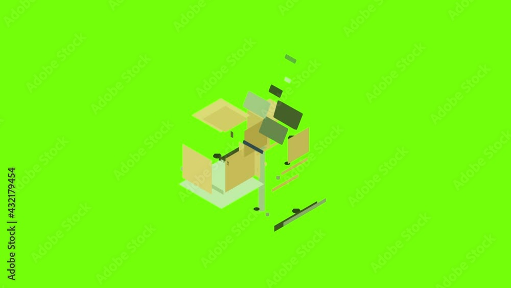 Poster box on scales icon animation cartoon object on green screen background
