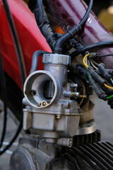 Obraz premium Close up of a damaged motorcycle seat or seat.