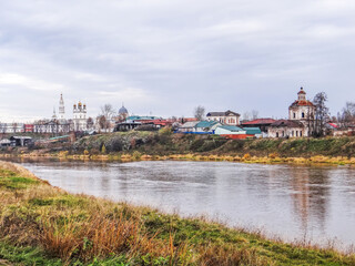 Fototapeta na wymiar Kremlin, Trinity Cathedral, Intercession Church and Holy Cross Cathedral. Verkhoturye. Rus