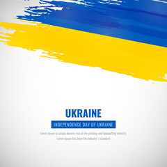 Happy independence day of Ukraine with brush style watercolor country flag background