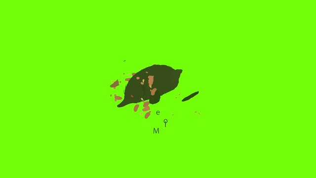Mole icon animation cartoon object on green screen background