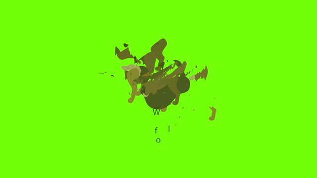 Wolf icon animation cartoon object on green screen background