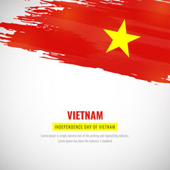 Happy independence day of Vietnam with brush style watercolor country flag background