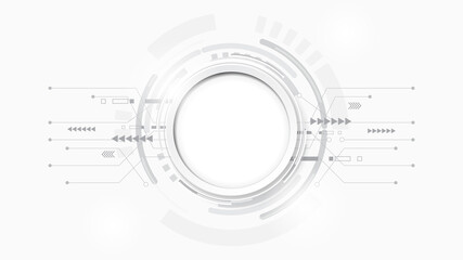 Abstract technology background circle geometry decoration, science and technology digital line white background