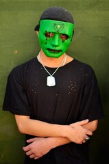 Man with creepy mask