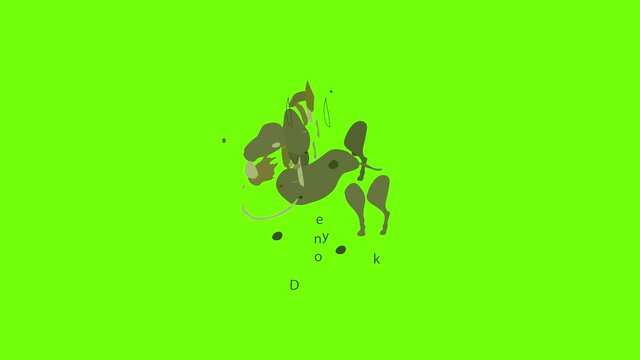 Donkey icon animation cartoon object on green screen background