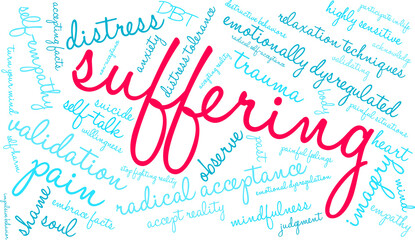 Suffering Word Cloud on a white background. 