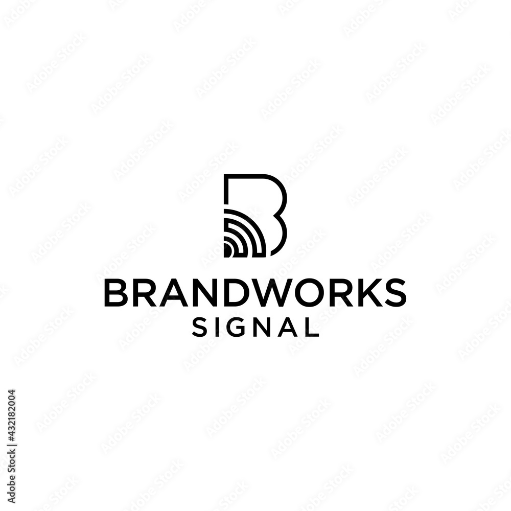 Wall mural Initial b signal wifi logo design ,network wifi icon vector