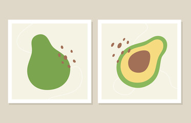 Abstract avocado wall art. Vector illustration.