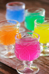 glass transparent glasses with a soft drink