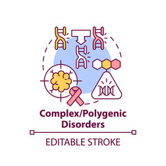 Complex, polygenic disorders concept icon. Combined genes as cause of illness. Genetic disease idea thin line illustration. Vector isolated outline RGB color drawing. Editable stroke
