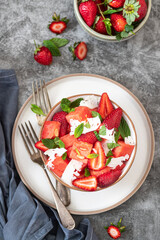 Watermelon salad with strawberries, mint and cheese	
