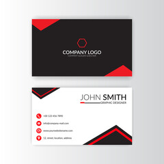 Modern business card template red black colors. vector abstract creative