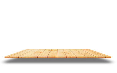Wood table isolate on white background, wood floor  - Can used for display or montage or mock up your products.